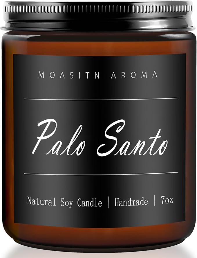 MOASITN Palo Santo Heavenly Scented Candles for Home| Organic Soy Aromatherapy candel| Handmade Long Lasting Jar Candles Gift for Women,Men as Birthday,Housewarming,Autumn,Relaxing Gifts| 7oz