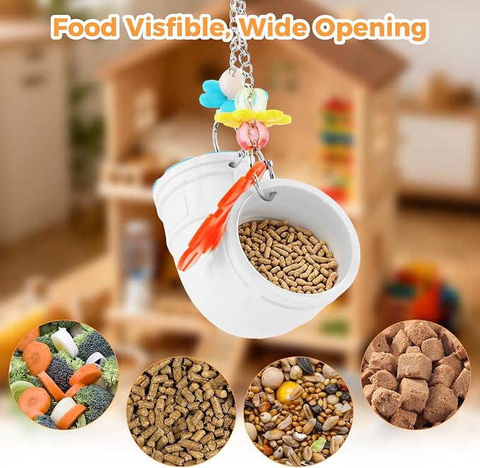 2-Pack Rat Enrichment Toys,Interactive Slow Feeder Puzzle Toys Set for Mice and Parakeets,Hanging Foraging Feeders with 2 Styles, Wide Opening for Various Treats