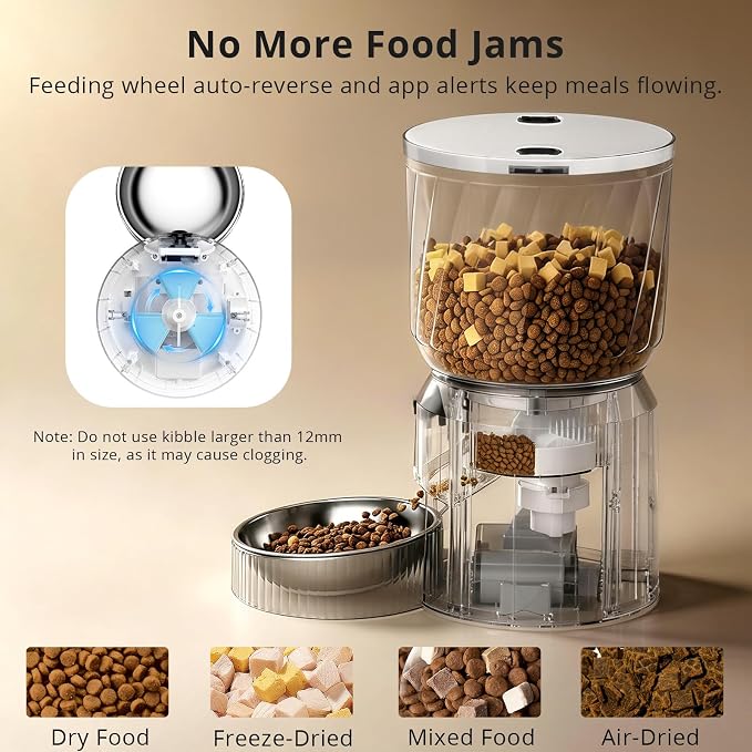 Automatic Cat Feeder with Camera, 2K WiFi Pet Feeder, 4L | Two-Way Talk, Night Vision, 5G & 2.4G Dual-Band WiFi, Custom Portion Control, Low Food Alerts, Call Pet Sound, Easy to Clean