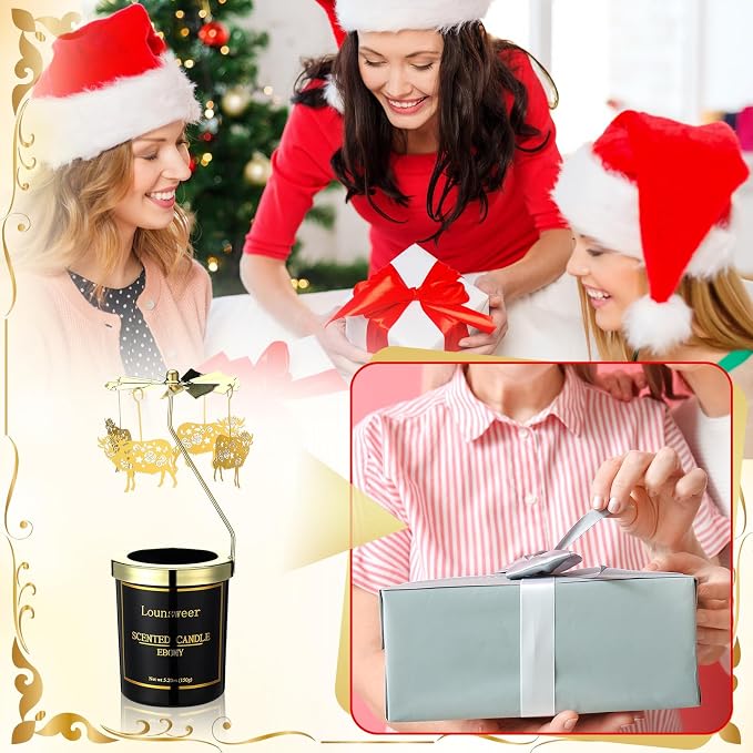 Lounsweer Highland Cow Gifts for Women Rotating Scented Candle with Rotatable Candle Holder Highland Cow Gifts for Lovers Funny Presents for Women Mom Birthday Anniversary Chrismas Festival