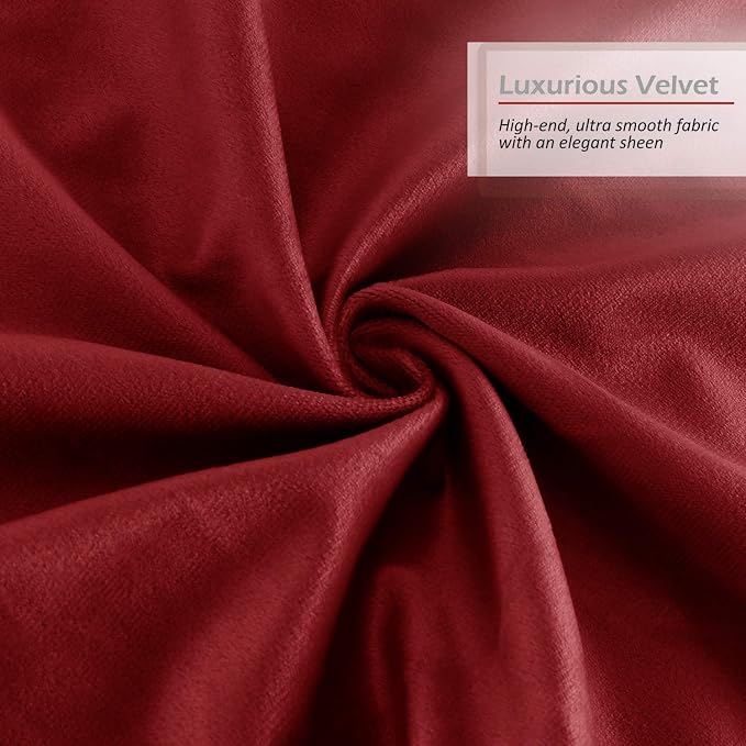 Throw Pillow Inserts Pack of 2 with Velvet Soft Solid Decorative Square Throw Pillow Covers Set for Sofa Couch Car Bedroom, 26X26 Throw Pillows Inserts with 24x24 Washable Cushion Covers, Cherry Red