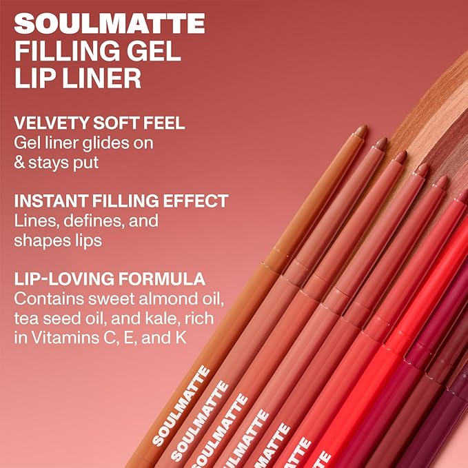 MORPHE Soulmatte Gel Lip Liner - Creamy Lip Pencil with a Matte Formula - Precision Contour Pencil with Sweet Almond & Tea Seed Oil for Long-Lasting Definition - Honey (0.007 oz) (Pack of 2)