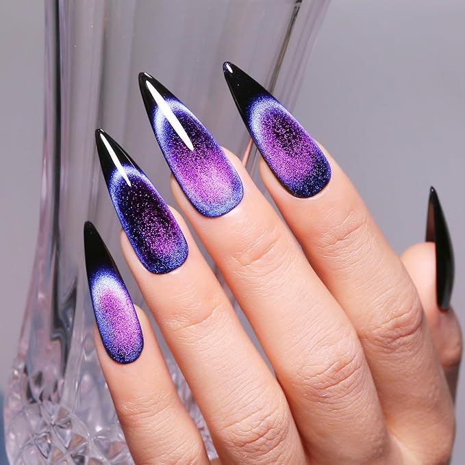 Imtiti 9D Cat Eye Gel Nail Polish, 15ML Blue Chameleon Holographic Glitter Cat Eye Gel Polish with Magnet UV LED Magnetic Nail Polish Sparkly Home DIY Manicure Nail Salon Kit