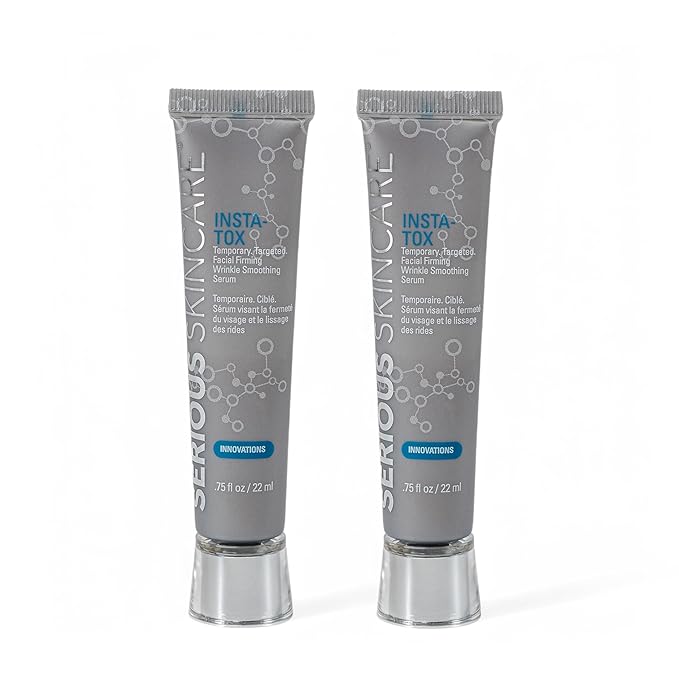Serious Skincare INSTA-TOX Instant Wrinkle Smoothing Serum - Improves appearance of Fine Lines & Wrinkles - Temporary Skin Tightener - Instant Line Filler - Two .75 Fl Oz Tubes (2Pack)