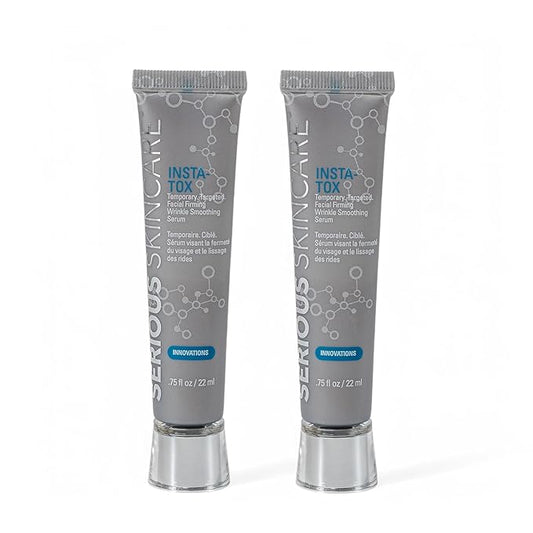 Serious Skincare INSTA-TOX Instant Wrinkle Smoothing Serum - Improves appearance of Fine Lines & Wrinkles - Temporary Skin Tightener - Instant Line Filler - Two .75 Fl Oz Tubes (2Pack)