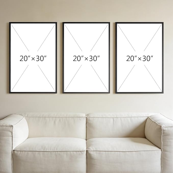 Thalasse Modern Abstract Wall Art Framed 3D Earth Tone 20x30 In | Textured sculpture artwork, minimalist geometric cubist, living room home office dining room, 3 piece set