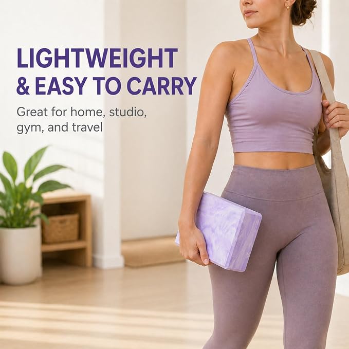 Yoga Block – High-Density Foam Exercise Block for Yoga, Pilates, Stretching & Meditation – Non-Slip, Lightweight & Durable by Lunai