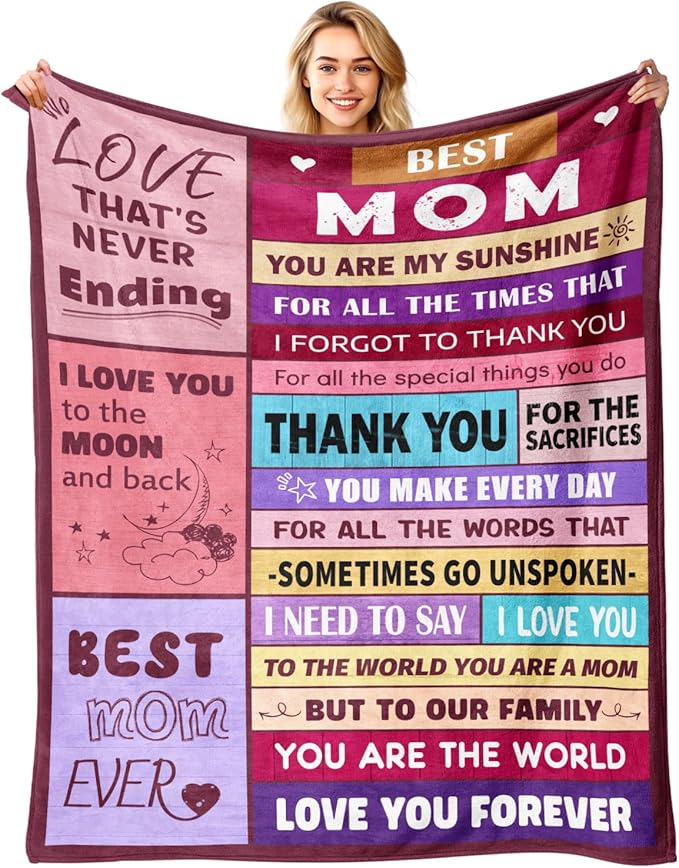 Birthday Gifts for Mom from Daughter or Son, To My Mom Blanket, 60" x 80" | Best Mom Ever Gift, I Love You Mom Gifts On Christmas, Mothers Day, Valentines Day, Anniversary