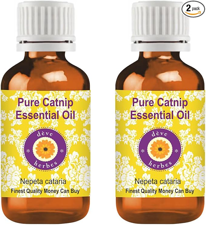 dève herbes Catnip Essential Oil (Nepeta cataria) Pure | Non-Sticky | Non-Greasy | Lightweight | Men & Women | All Skin Types | Steam Distilled 100ml X 2 (6.76 oz)