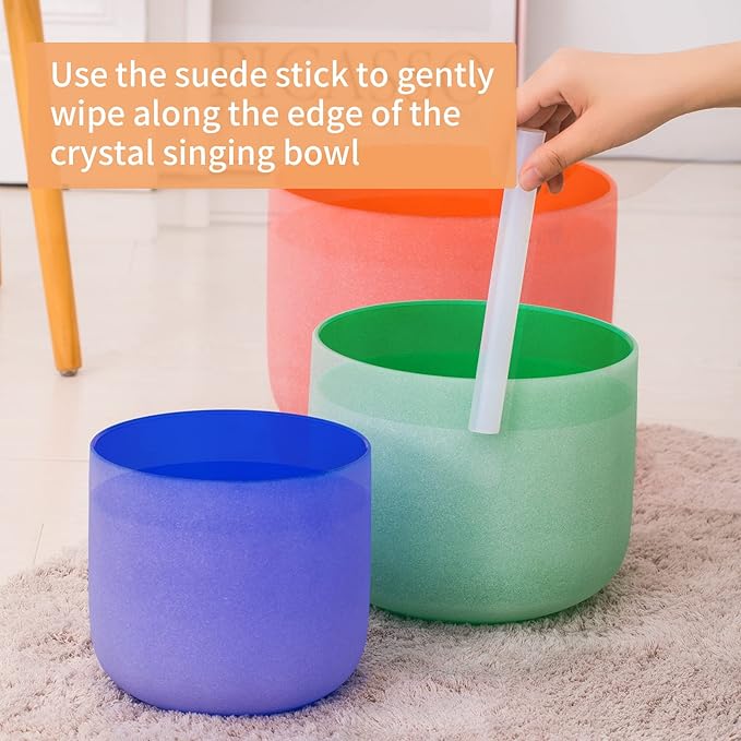 SOLSHINE Set of 7 Colored Crystal Singing Bowl 6''-12'' For Meditation Sound Healing with 2 Travel Carry Case Bag and Singing Bowl Resonance Striker