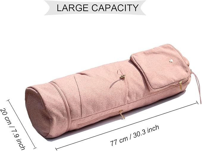 ESVAN Yoga Mat Bag with Multi Pockets Drawstring Yoga Mat Carrier Pilates Exercise Multi-Functional Storage Bag