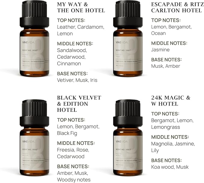 VINEVIDA Hotel Diffuser Oil Collection [Set of 8] - Scented Oil | Aromatherapy Diffuser Oils | Made in USA