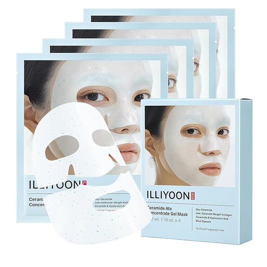 Illiyoon Ceramide Ato Concentrate Gel Face Mask | Ceramide & Collagen Hydrating Overnight Hydrogel Mask with Hyaluronic Acid, Korean Pore Tightening Sleep Mask, Sensitive Skin Care, Glass Skin Glow