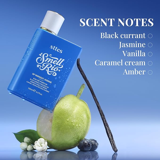 Sttes Smell Rio Perfume 06# (Midnight Jasmine) – Perfume for Women – Long-Lasting Hair Black Currant, Jasmine & Vanilla Notes – Elegant Scentual Fragrance Eau de Parfum 100ml (3.4 fl oz)