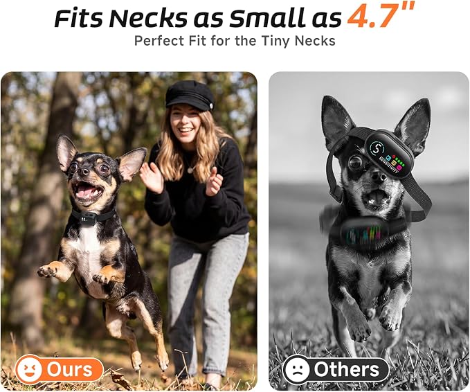 Tiny Bark Collar for Small Dogs 5-15lbs, Only 1.4*1 in & 0.6oz, No Shock Anti Barking Collar with Vibration & Beep, Extra Small &Rechargeable Bark Collar for Dog Training, 5 Sensitivity Levels(Black)