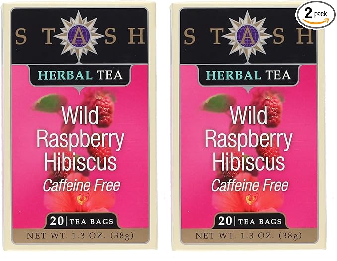 Stash Tea Wild Raspberry Hibiscus tea - 20 Count (Pack of 2)