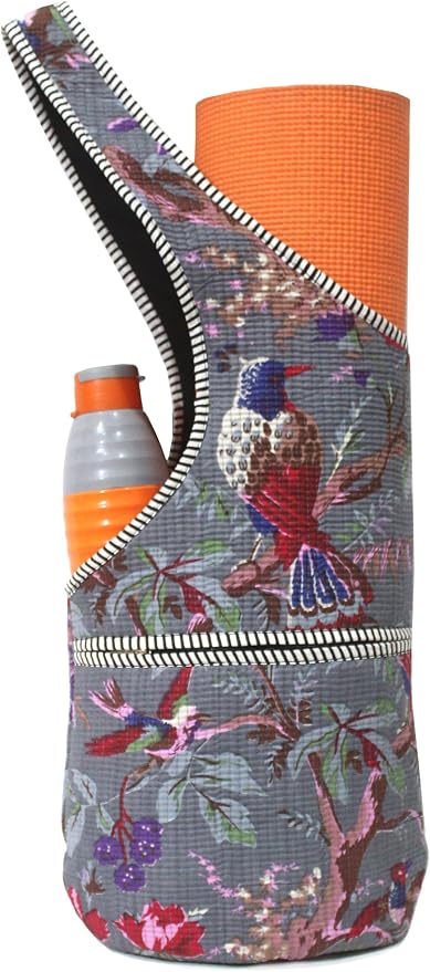 INDIAN CRAFT CASTLE Yoga Mat Bag | Tote Mat Bag | Sling Yoga Tote w/Large Side Pocket & Zipper Pocket | Yoga Mat Carrier Fits Most Size Mats