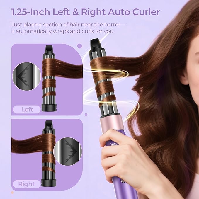 Vincofy 7 in 1 Blow Dryer Brush Set – Hot Air Styler for Fast Drying, Curling, Straightening & Volumizing – Ionic Hair Dryer Brush with 1200W Power – No Heat Damage for All Hair Types – Lilac