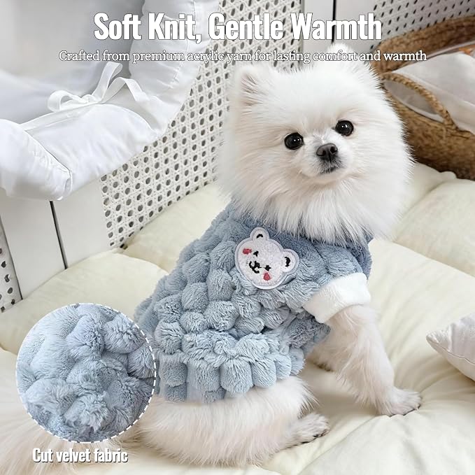 Dog Sweater for Small Dogs Puppy Cats Winter Warm Soft Pet Clothes Pullover Cute Extra Small Dog Apparel, Cat Sweaters for Cats Only Fit Chihuahua Yorkie (Blue, XL)