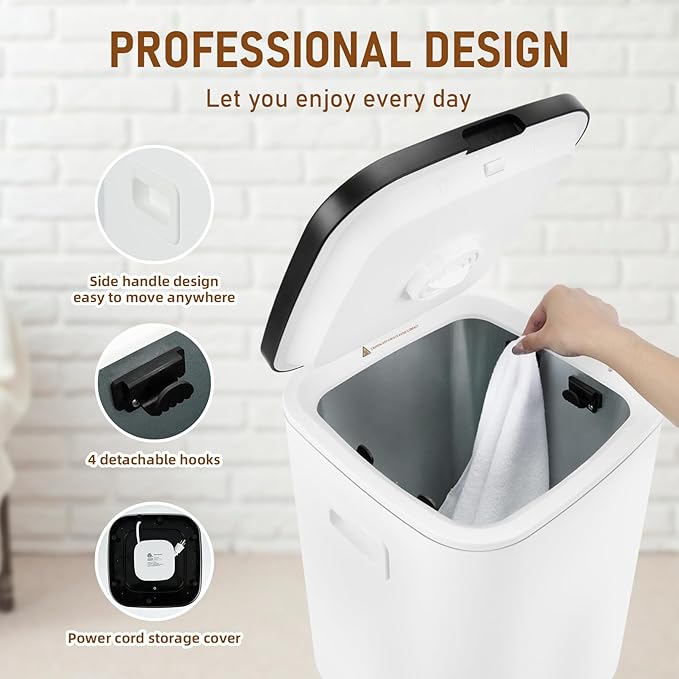 Towel Warmer for Bathroom, 23L Large Towel Warmers, Heated Towel Warmer Bucket with LED Display, 3 Heating Modes, 20/40/60 Min, Auto Shut Off, Child Lock, Black