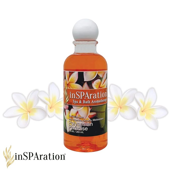 inSPAration Spa and Bath Aromatherapy 123X Spa Liquid, 9-Ounce, Polynesian Paradise, Red