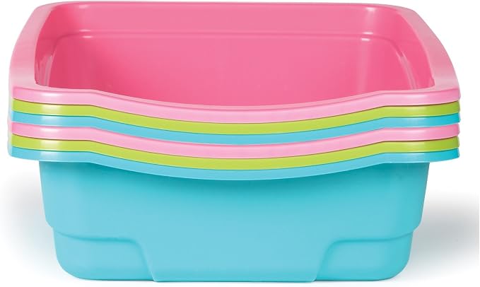 Litter Pans — Brightly Colored Assorted Litter Pans for Cat Litter, 6-Packs