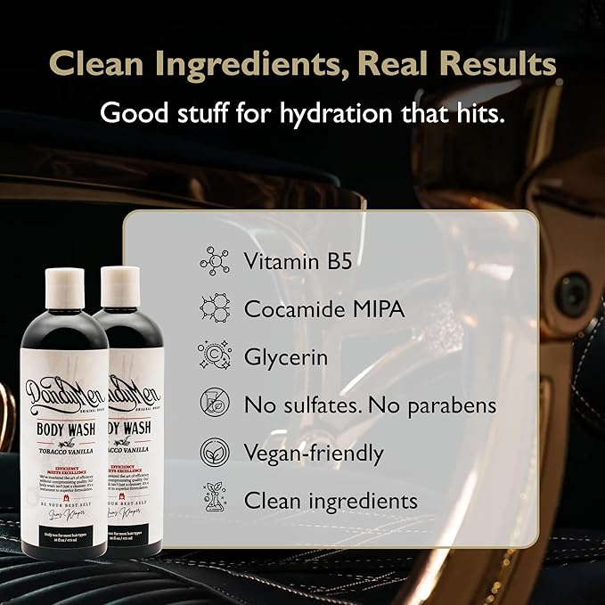 DandyMen Hydrating Bodywash for Men – 16oz (2-pack, Tobacco Vanilla)