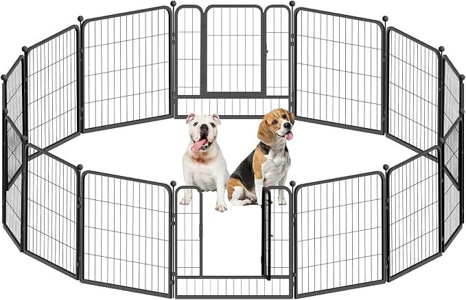 CAPHAUS 24/32/40 Inch Height Bold Metal Foldable Heavy-Duty Pet Playpen with Door, Available in 8/16/24/32 Panels Indoor/Outdoor Portable Kennel, Dog/Animals Exercise Fence Cage for Yard, RV, Camping