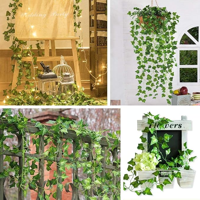 72 Pack 504Ft Artificial Ivy Fake Vines,Ivy Garland Greenery Garland Fake Hanging Plants Vines Aesthetic Green Leaves for Bedroom Wedding Party Garden Wall Decor