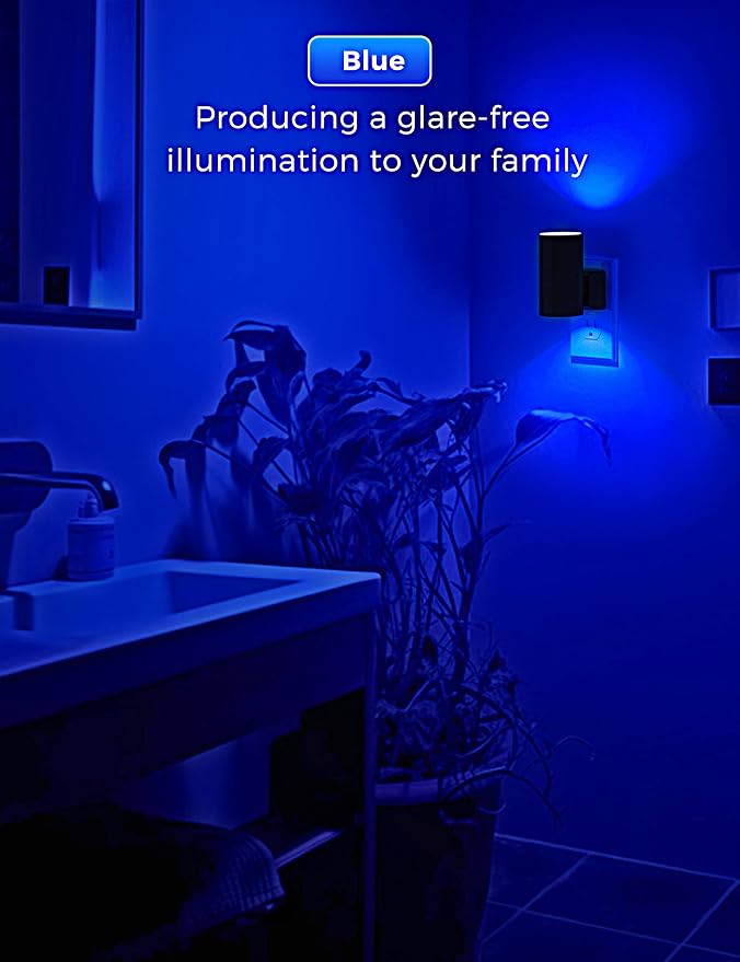 L LOHAS LED Calm Blue Night Light, Night Lights Plug into Wall, Dimmable | Nightlight with Light Sensor, LED Nightlights for Bluey Home Decor, Party, Holiday, Bathroom Bedroom Hallway Kitchen, 2 Pack