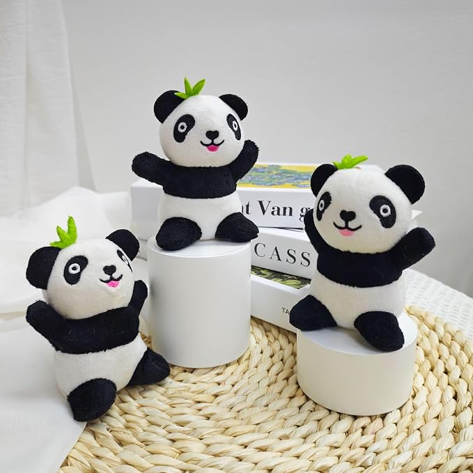 Dog Hide and Seek Toys Puppy Chew Squeaky Toys Plush Mushroom&Bamboo&Shell Hideout Stuffing with Squeakers Animals (3Pcs Squeaky Panda)