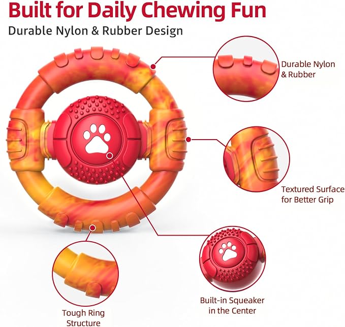 Pamlulu Tough Dog Toys for Aggressive Chewers, Indestructible Dog Toy for Large Dogs, Nylon Chew Toys for Medium Large Breed, Interactive Dog Toys to Keep Them Busy, Dog Birthday