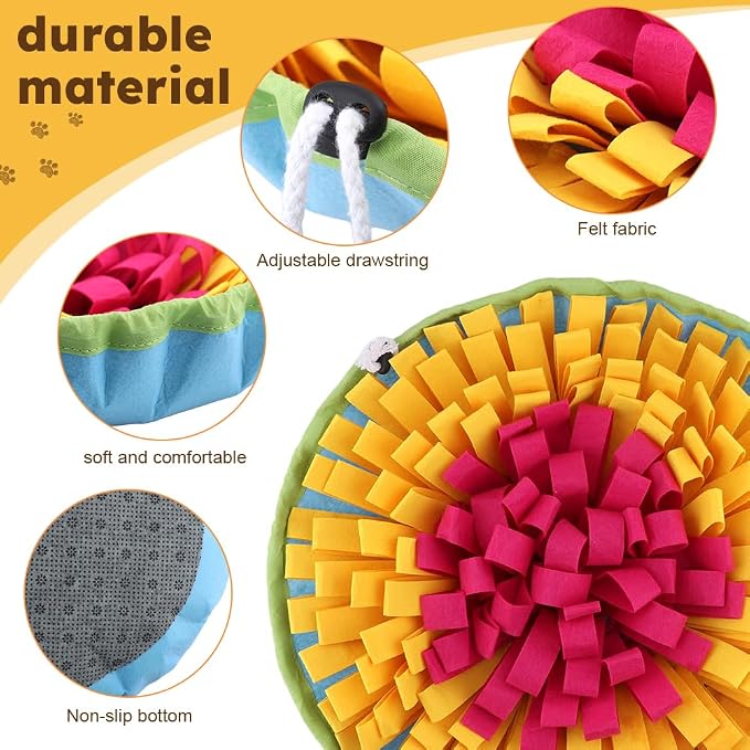 JIANWEI Pet Snuffle Mat for Dogs, Dog Digging Toys, Dog Treat Dispenser Indoor Outdoor Stress Relief, Interactive Dog Toy for Dogs Slow Eating and Mental Stimulation(Colorful)