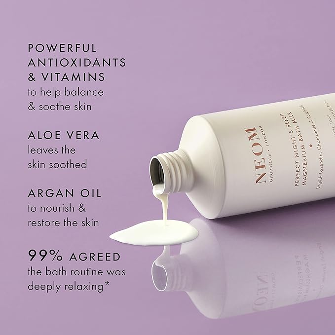 NEOM Perfect Night's Sleep Magnesium Bath Milk, 300ml I 100% Natural Lavender, Chamomile and Patchouli I Relieve Sore, Tired Muscles I Milky Texture I Relaxing and Nourishing
