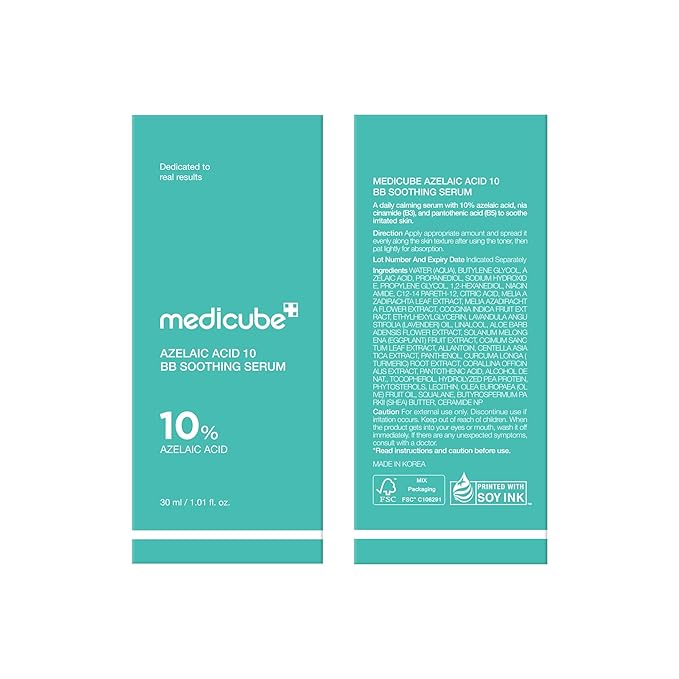 medicube Azelaic Acid 10 Soothing Serum | Clarifying Serum for Troubled & Oily-Prone Skin with B3+B5 | Stressed Skin Calming & Post-Blemish Tone Care | Korean Skincare 30ml, 1.01 fl oz