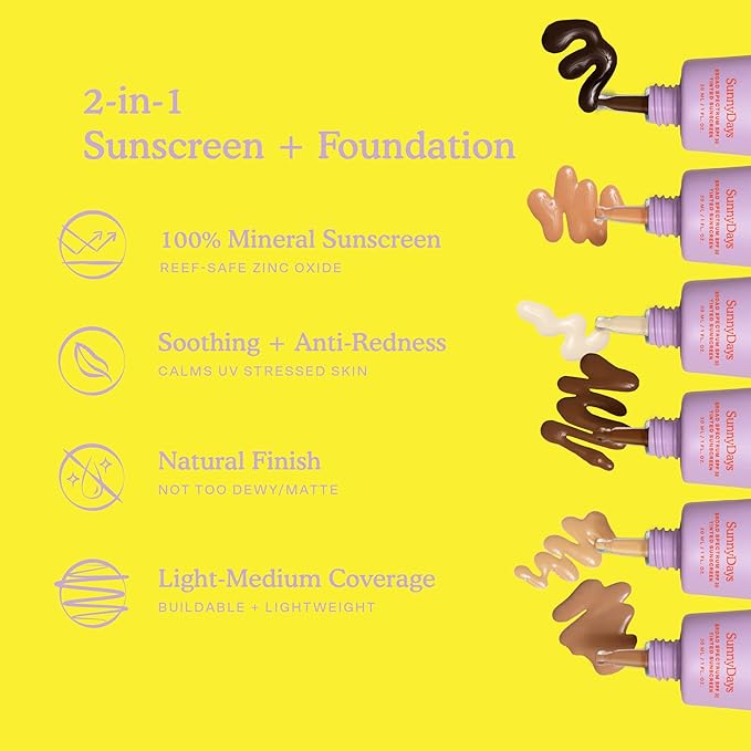 Tower 28 Beauty SunnyDays SPF 30 Tinted Mineral Sunscreen - For Sensitive Skin - 2-in-1 Facial Broad Spectrum UVA/UVB Protection + Foundation - Shade 70 VENICE, 1 Fl Oz