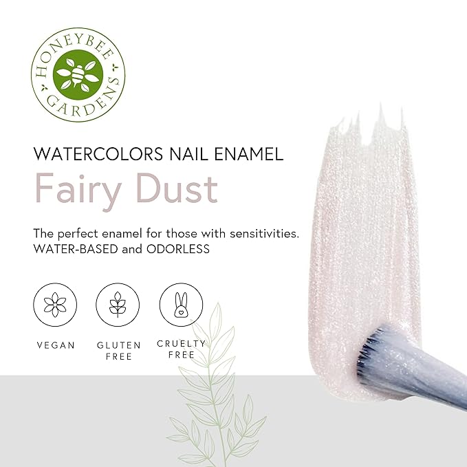 Honeybee Gardens Water-Based Nail Enamel, Fairy Dust, Iridescence & Shimmer Frosted Pink, Slightly Sheer, Eco-Friendly, Odorless & Vibrant Polish, 0.5 fl oz