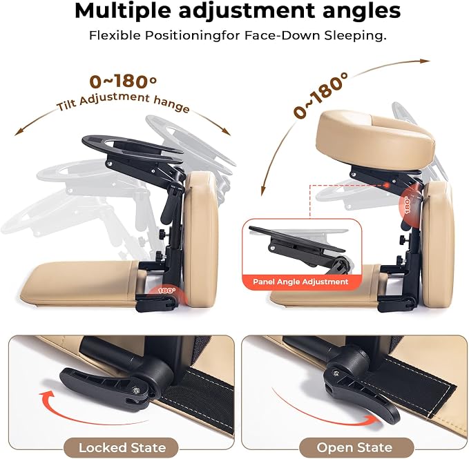Luxurious 3 in 1 Multipurpose Massage Face Cradle & Cushion for Home Mattress, SPA Table & Desktop, Foldable Adjustable Massage Table Head Rest Face Down Pillow for Bed at Home, Office Siesta Artifact