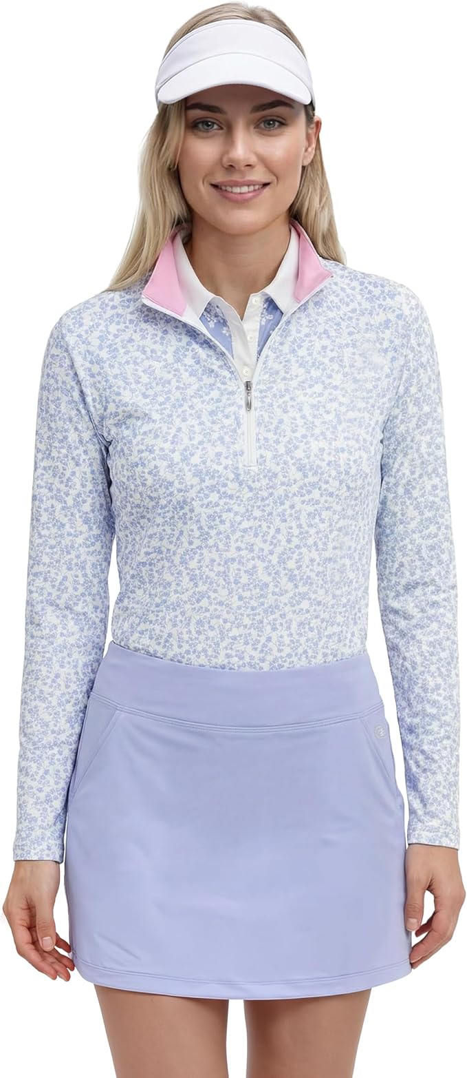 Izod Women's 1/4 Zip Pullover Performance Stretch Long Sleeve Golf Running