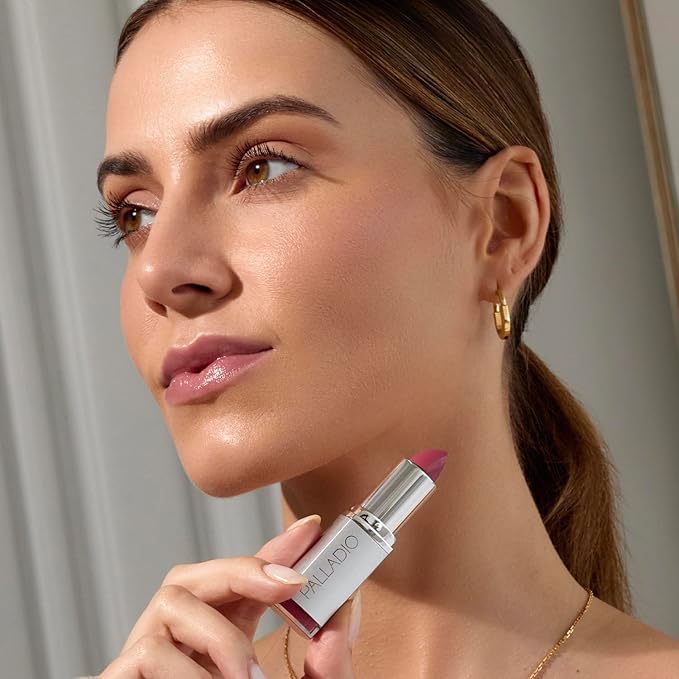Palladio Herbal Lipstick, Rich Pigmented and Creamy, Infused with Aloe Vera, Chamomile & Ginseng, Prevents Lips from Drying, Combats Fine Lines, Long Lasting Lipstick, Petal Pink