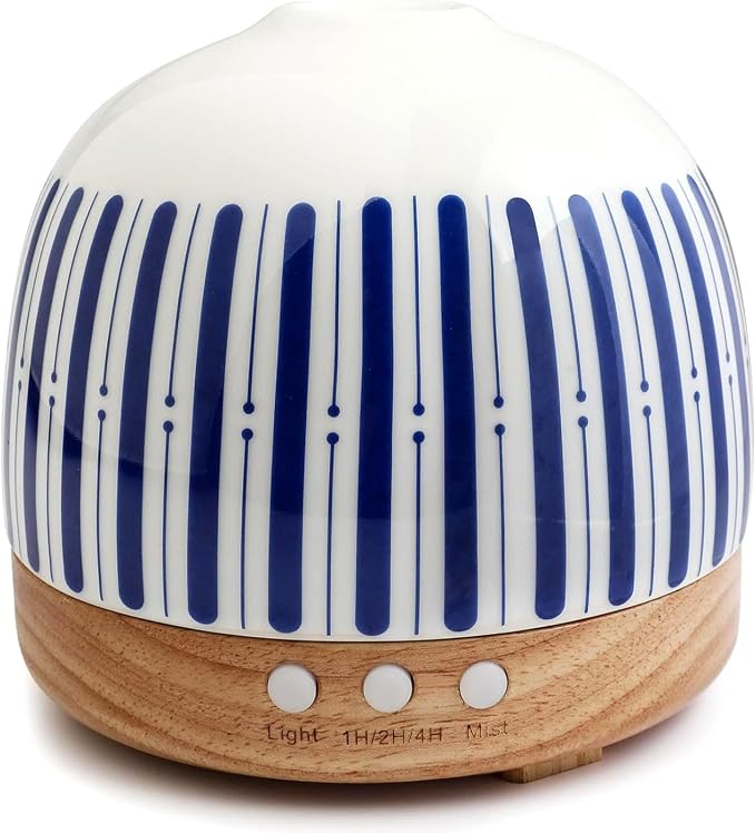 Essential Oil Diffuser Aromatherapy for Large Home, 300ML Aromatherapy Diffuser Humidifier, 3 Color LED Lights, Quiet Cool Mist Diffuser for Bedroom, Office, Gift for Mom Friend Women Gift (Blue)