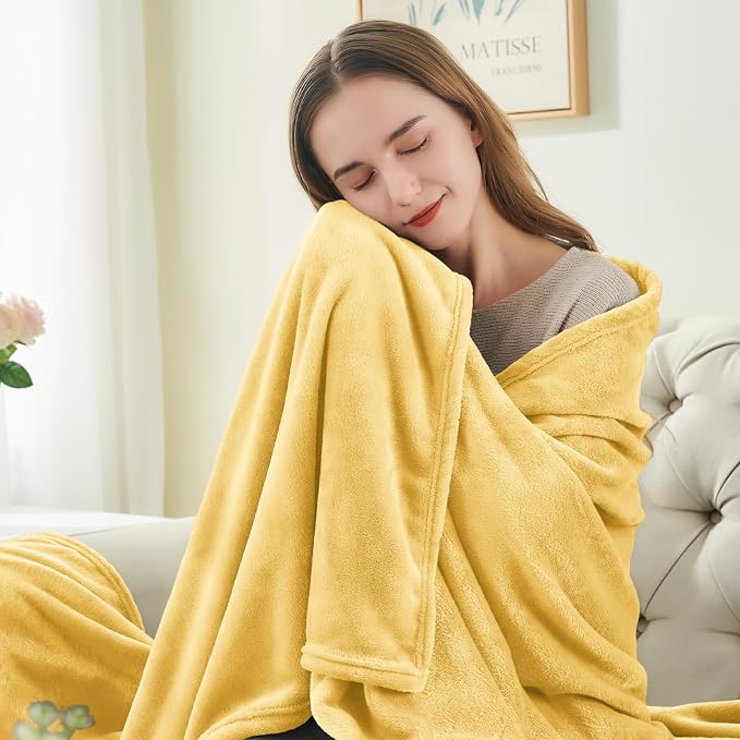 BEDELITE Fleece Blanket Soft Plush Throw for Couch Cream Yellow 50"x60" | Ultra Soft Fleece, Plush Microfiber, Lightweight Warmth, All Season Comfort, Fade Resistant, Machine Washable, Couch Sofa Bed