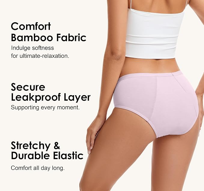 YESWEL Period Underwear For Women, Leakproof Hipster, Brief, Heavy Flow, 3 Pack