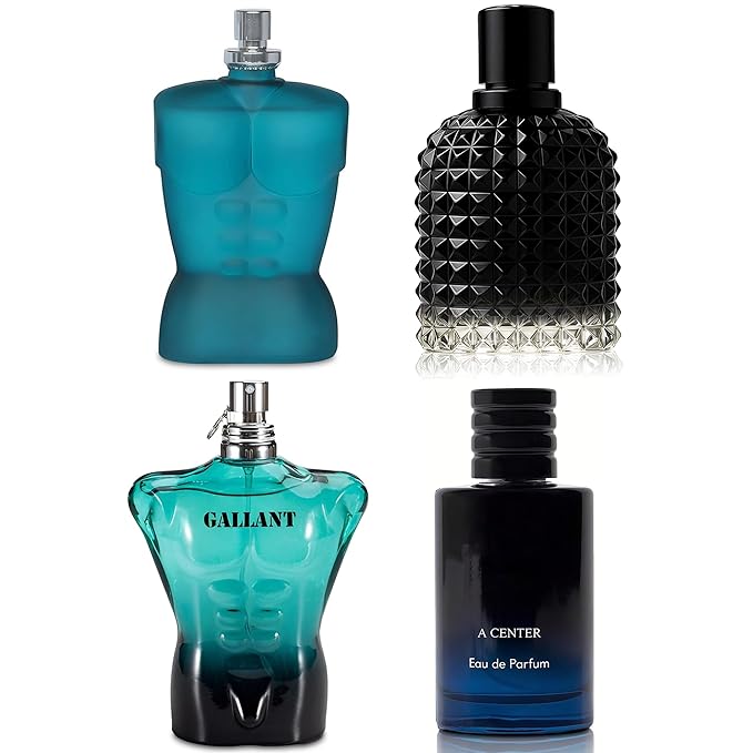 A CENTER Men's Cologne Include 4 Variety Pack Perfume Gift Set- 3.4 Fl Oz Each Eau De Parfume Tobacco,Musk,Woody,Masculine Scent Long Lasting Fragrance(Bundle I)