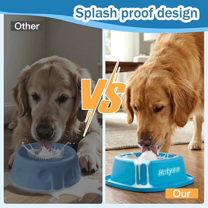 Dog Lick Bowl with Rolling Ball, Slow Feeder Lick and Roll Bowl for Dogs Liquid Treat,Dog Licking Bowl for Yogurt & Broth, 350ml Large Capacity Non-Slip Base,Daily Meal & Post,Patent Pending(Blue)