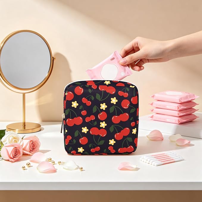 Period Pouch Discreet Sanitary Napkin Storage Bag Pad Bags | Menstrual Cup & Pad Holder, First Period Kit Storage, Feminine Bag for Women, Portable, Butterfly Print