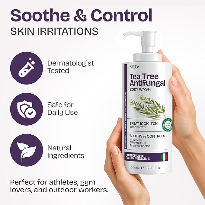 AntiFungal Body Wash With Tea Tree Oil For Jock Itch, Athletes Foot & Ring Worm | Paraben Free Tea Tree Soap For Men & Women 16.9 fl oz For All Skin Types