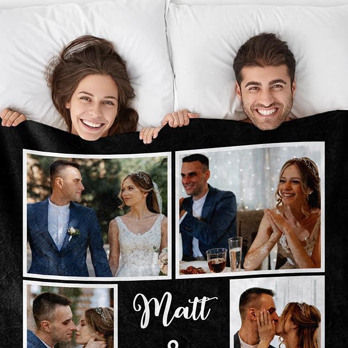 Ships Next Day, Custom Sherpa Fleece Blanket with Photos Text Soft Warm Custom Blanket Personalized Couples Gifts for Boyfriend Girlfriend Customized Picture Blanket Gifts for Christmas Valentines Day