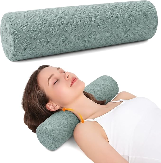 Cervical Memory Foam Neck Roll Pillow Comfortable Breathable(3.9) | Neck Support Pillows for Sleeping 3.9in H Small Round Circle Pillow Cylinder Pillows for Back Lumbar Leg Yoga Pain Relief