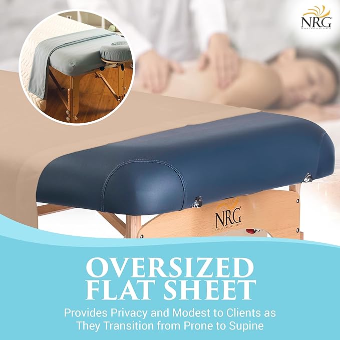 NRG Deluxe Flannel Flat Massage Sheet for Massage & Spa Table linens (Natural)